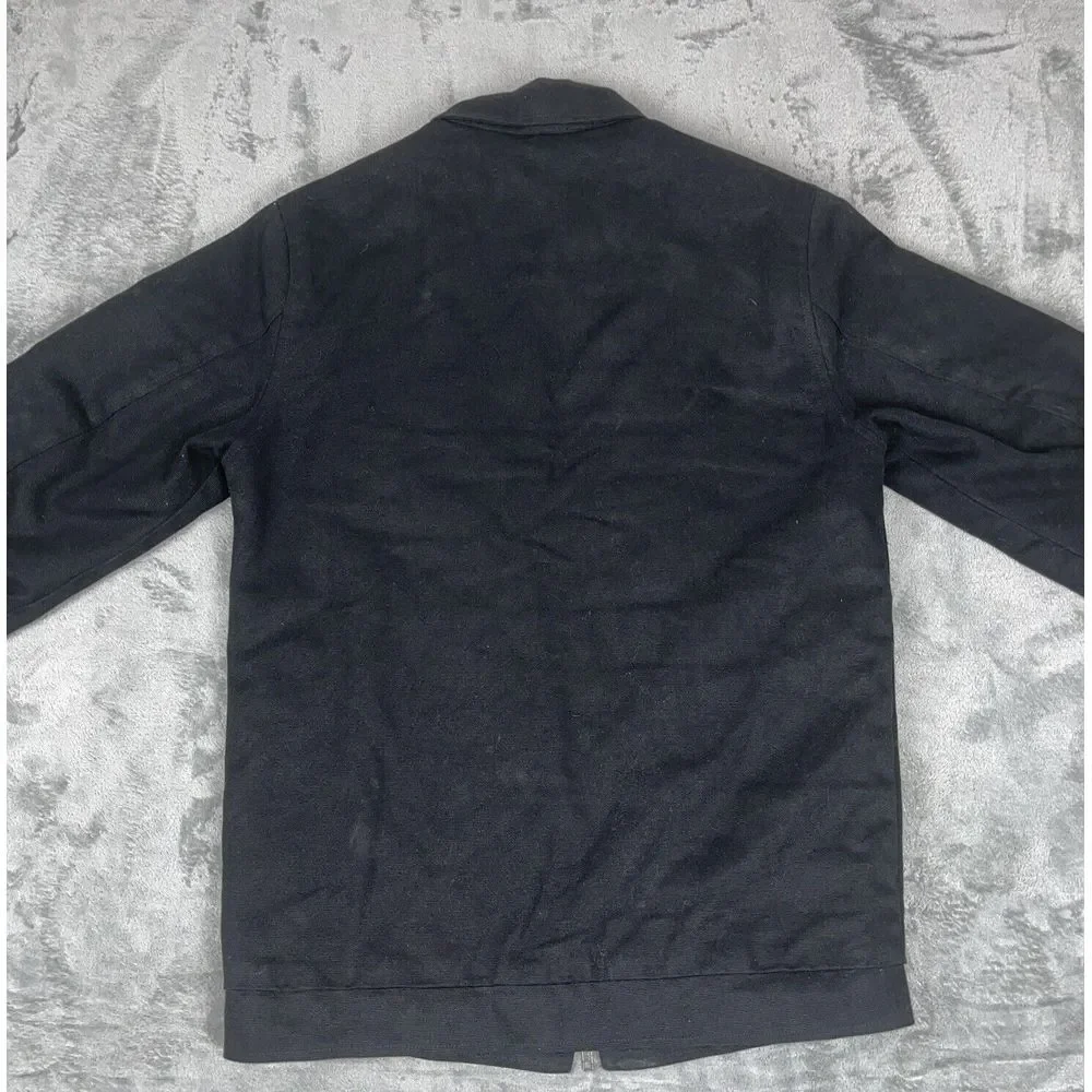 Dixxon Flannel Jacket Men's Size Small Full Zip Quilted‎ Lined Solid Black EUC